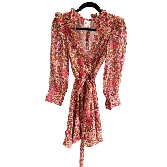 NWT Misa Los Angeles Veruka Mini Dress In Pink Hibiscus Floral Print XS - Picture 3 of 11